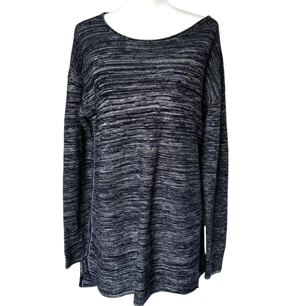 ELLEN TRACY Women's XL Navy Blue Tight Knit Long Sleeve Sweater Tunic Sweatshirt